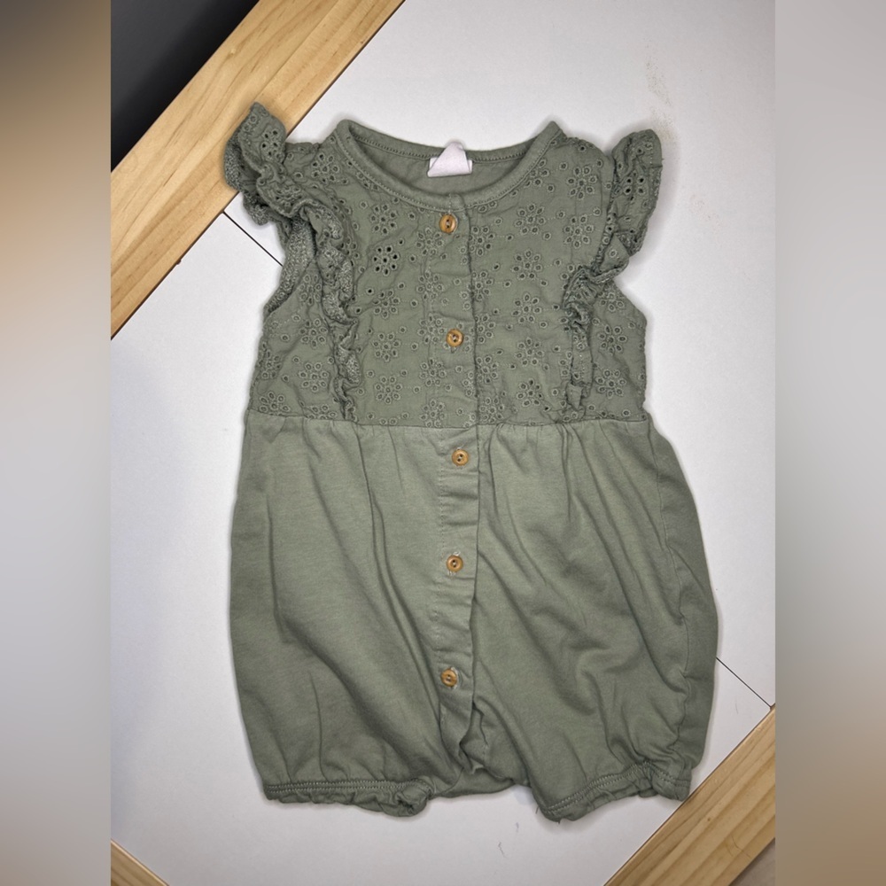 H&M Olive Eyelet Kids Dress